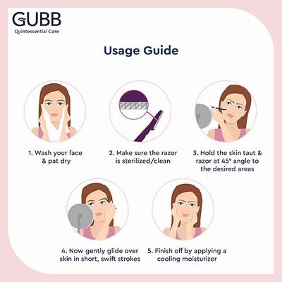 GUBB Face & Eyebrow Razor - 3 Foldable Facial Razors 50 gm - Massagers