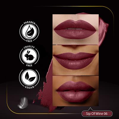 Faces Canada Comfy Matte Creme Lipstick - Sip Of Wine 06, Single Stroke Smooth Application 4.2 gm - Lipsticks