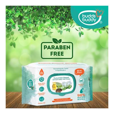 Buddsbuddy Cucumber Based Skincare Baby Wet Wipes 80's - Diapers & Wipes