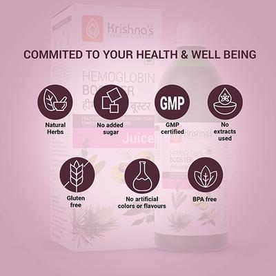 Krishna's Herbal & Ayurveda Hemoglobin Booster Tonic 500 ml - Health Products