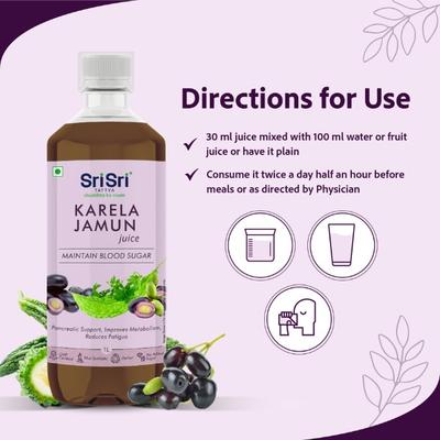Sri Sri Tattva No Added Sugar Juice - Karela Jamun 1000 ml - Ayurvedic Juices