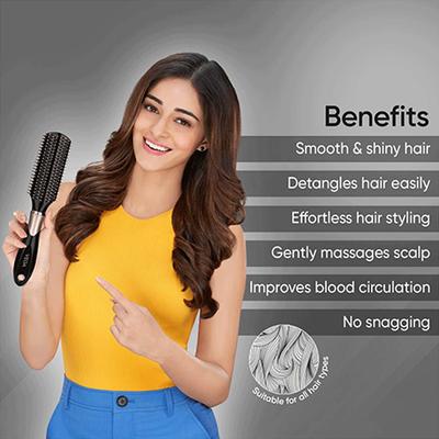 Vega Flat Hair Brush for Men and Women, Reduces Snags, Detangle and Tangles (E34-FB) 76 gm - Hair Brushes