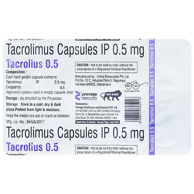 TACROLIUS 0.5 Capsule 10's - Auto Immune Disease-Imm