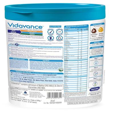 Vidavance Zero Sucrose Specialized Nutrition Supplement Powder for Diabetes Jar - Vanilla Flavour 400 g - Diabetes (Fitness)