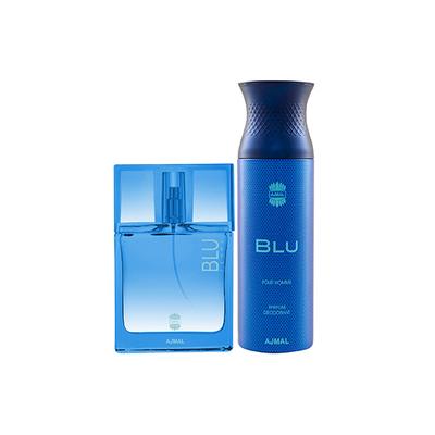 Ajmal Blu Femme EDP Floral Woody Perfume And Blu Homme Deodorant Aquatic Woody Fragrance 250 ml - Perfumes (Edt/Edp)