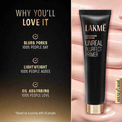 Lakme Unreal Blur Perfect Primer, Mattifies & Blurs Pores, 30gm - Primer