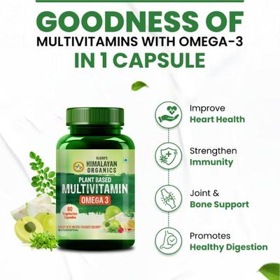 Vlado's Himalayan Organics Plant Based Multivitamin Omega 3 Veg Capsules 60's - Omega Fish Oil Fatty Acids