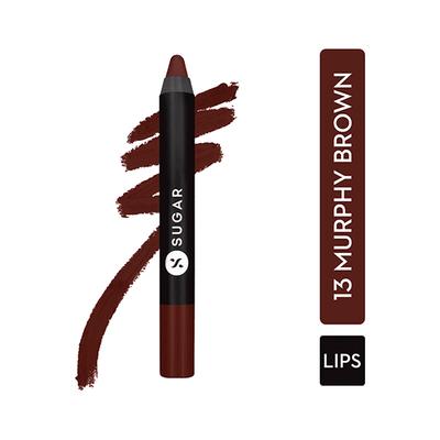 SUGAR Cosmetics Matte As Hell Crayon Lipstick - 13 Murphy Brown (Chocolate Burgundy) 2.8 gm - Lip Crayons