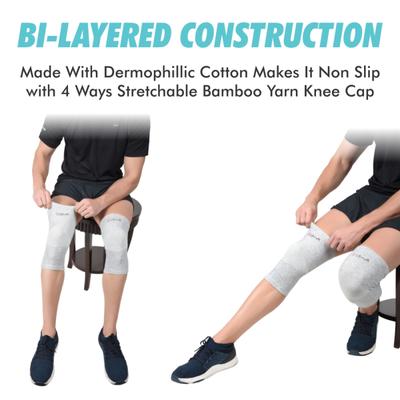 AccuSure Orthopedic Pain Relief Bamboo Yarn Knee Cap - Gray (L) 1's - Knee/Ankle/Leg/Foot Supports