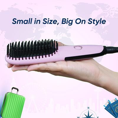 Vega Mini Hair Straightener Brush for Women with Thermoprotect Technology, Ceramic Coated Bristles & 2 Heat Settings, (Go Mini Series, VHSB-05) 1's - Hair Combs