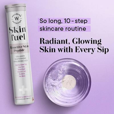 Wellbeing Nutrition Skin Fuel Japanese Collagen Peptides, L-Glutathione, Antioxidants Hyaluronic Acid, Grape Seed, Vitamin E - Hair & Skin