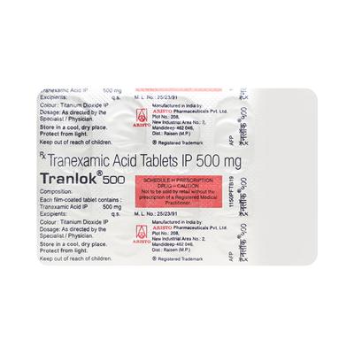 Tranlok 500mg Tablet 10'S - Bleeding Disorders-Hae