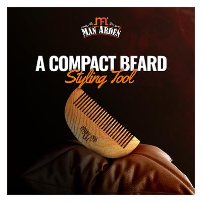 Man Arden Pure Neem Wooden Beard Comb with Leather Pouch 1's - Beard Comb
