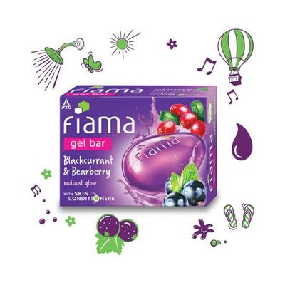 Fiama Gel Bar Blackcurrant and Bearberry for radiant glowing skin with skin conditioners 125 gm - Soaps
