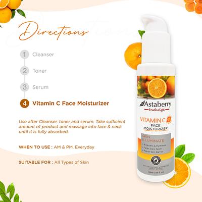 Astaberry Indulge Vitamin C Face Moisturizer for Skin Illuminate - Brightens & Lighten 100 ml - Face Moisturizers