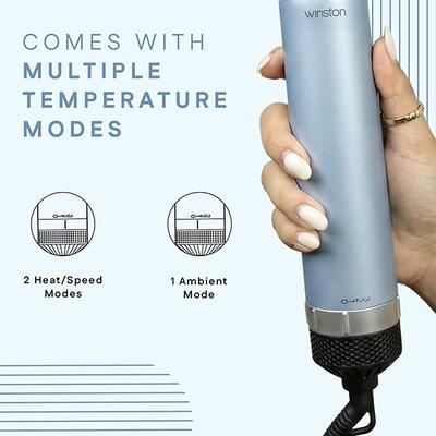 Winston 5 in 1 Hair Blow Brush Multi Styler with Auto Wrap Curler, Blow Brush, Straightening Brush, Dryer, and Curl Enhancer Suitable for All Hair Types- ICE BLUE 1s 1's - Hair Dryers