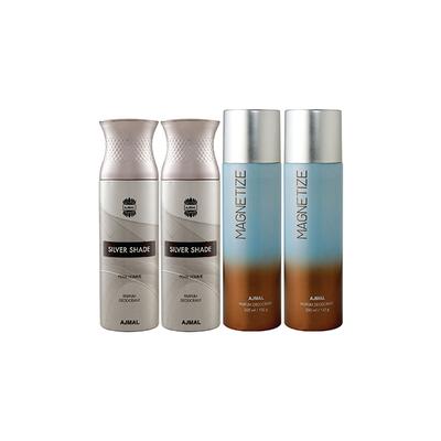 Ajmal 2 Silver Shade And 2 Magnetize Deodorants Pack of 4 200 ml - Deodorants/Roll-Ons