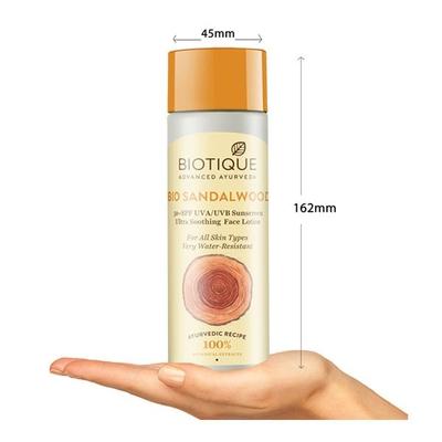 Biotique Sun Shield Sandalwood SPF 50+UVB Pa+++ UVA Sunscreen Ultra Protective Lotion For All Skin Types 190 ml - Face Sunscreen