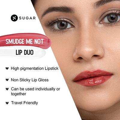 SUGAR Cosmetics Smudge Me Not Lip Duo - 13 Wooed By Nude (Peach Nude) 3.5 ml - Lipsticks