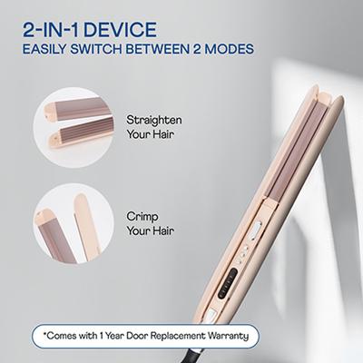 Winston Hair Straightener Crimper 2 In 1 Hair Styler With Multiple Temperature (Pink) 1's - Multi-Stylers