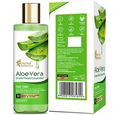 Oriental Botanics Aloe Vera, Green Tea & Cucumber Face Toner 150 ml - Face Creams