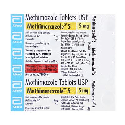 METHIMERCAZOLE 5mg Tablet 30's - Hyperthyroidism-Ant