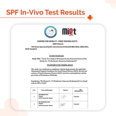 The Derma Co. 1% Hyaluronic Sunscreen Hydrating Gel SPF 50 PA ++++ for Sensitive Skin 50 gm - Face Sunscreen