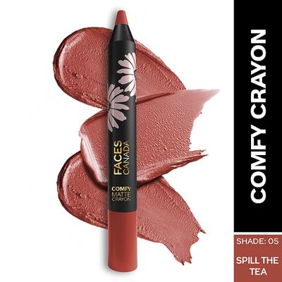 Faces Canada Comfy Matte Lip Crayon - Spill The Tea 05, 2.8gm - Lip Crayons