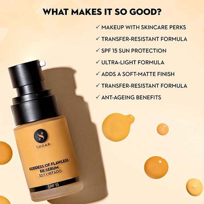 Sugar Cosmetics Goddess Of Flawless Bb Serum - 42 Glace 25 ml - Bb & Cc Creams