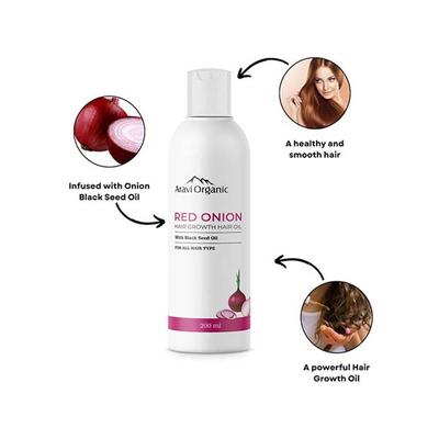 Aravi Organic 100% Pure Onion Hair Growth Carrier Hair Oil 200 ml - Hair Oils