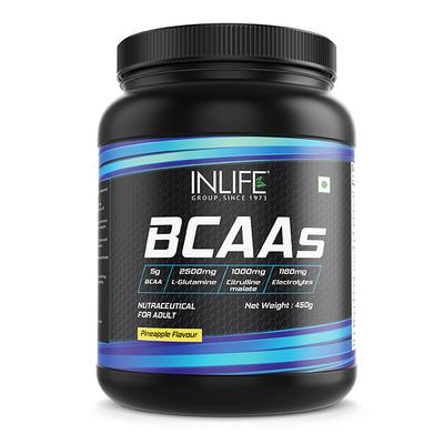 INLIFE BCAAs Powder - Pineapple Flavour 450 gm - Bcaa Supplements