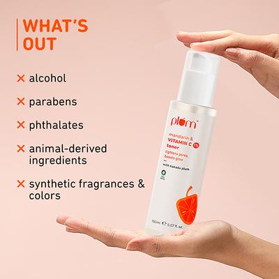 Plum 1% Vitamin C Toner with Mandarin and Kakadu Plum Reduce Dark Spots Boosts Glow All Skin 150 ml - Toners