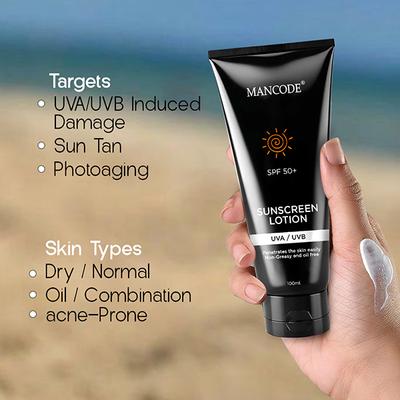 Mancode Spf 50+ Sunscreen Lotion 100 ml - Face Sunscreen