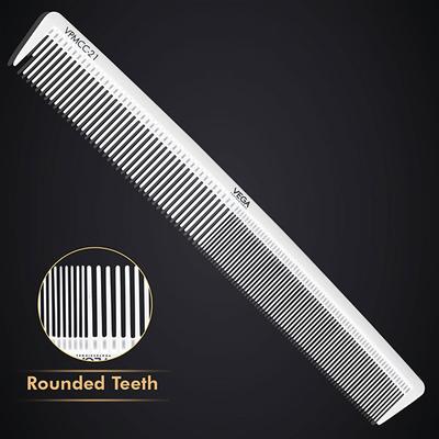 Vega Professional Cutting Comb 7.25' (Carbon Anti-Static White Line Hair Comb) (VPMCC-21) 1's - Hair Combs