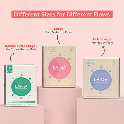 LAIQA Ultra Soft Moderate Flow Day Sanitary Pads for Women- 30L Pads + 2 Pantyliners 32's - Others