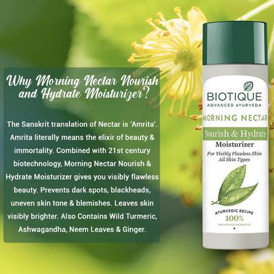 Biotique Morning Nectar Nourish & Hydrate Moisturizer 190ml - Creams/Oils/Lotions