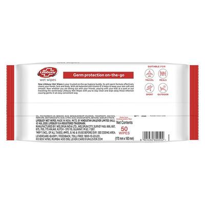 Lifebuoy Wet Wipes Germ Protection On the Go (Pack of 50) 1's - Tissues & Wipes