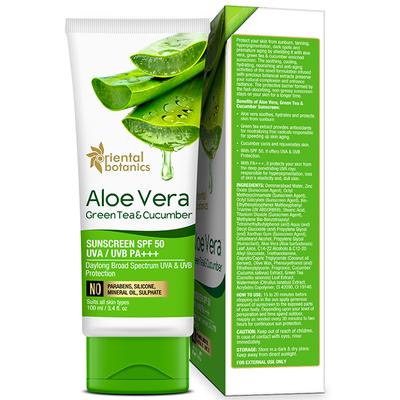 Oriental Botanics Aloe Vera, Green Tea & Cucumber SPF 50 Sunscreen Cream 100 ml - Face Sunscreen