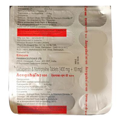 Acegaba NT 400/10mg Tablet 15'S - Neuropathic Pain-Dru