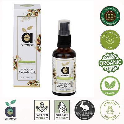 Anveya Moroccan Argan Oil, Cold - Pressed Organic 50 ml - Carrier Oils