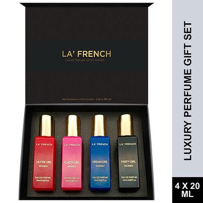 La French Party Girl, Dream Girl, Hottie Girl, Classy Girl Luxury Perfume Gift Set for Her 4X20 Ml 4's - Women Perfumes (Edt/Edp)