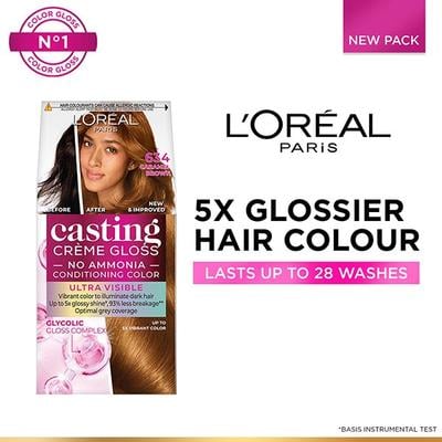 L'Oreal Paris Casting Creme Gloss Ultra Visible Hair Color with No Ammonia, Caramel Brown 634 1's - Crème