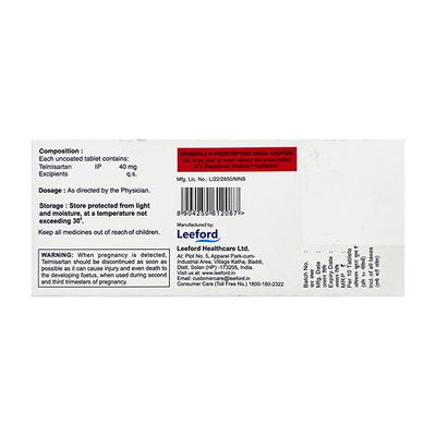 TELVILITE 40 Tablet 10's - Hypertension-ACE