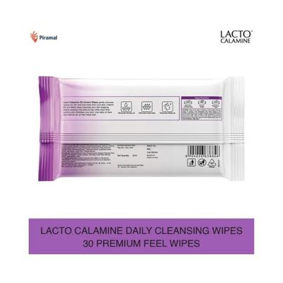 Lacto Calamine Oil Control Face Wipes with Neem, Vitamin B3 and Aloe Vera, No Parabens, Alcohol Free, White, 60 Count 2's - Facial Wipes & Tissues