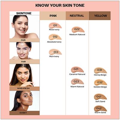 Faces Canada All Day Hydra Matte Foundation 3-In-1 Foundation + Moisturizer + SPF 30 24 Hr Aloe Hydration & Vitamin C 10Hr Long Wear Absolute Ivory 012 25ml - Foundation