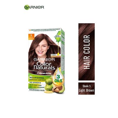 Garnier Color Naturals Creme Hair Color, Shade 5 Light Brown 105.6 Gm - Crème