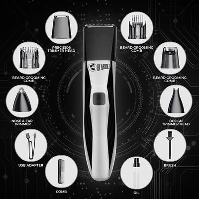Beardo Chrome Beast Multipurpose Trimmer Kit for Men, 90 Min Runtime, 40 Length Adjustments, Shaver Black 1's - Trimmers