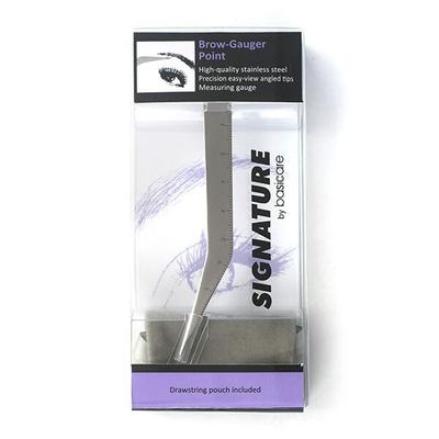 Basicare 5002 SIGNATURE BROW GAUGER POINTED TWEEZERS WITH POUCH 1's - Tweezers