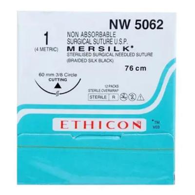 Mersilk 1 (4 metric) (76 cm) NW 5062 (cutting) 60 mm 3/8 Circle - Sutures