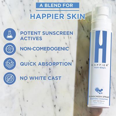 Happier Sunscreen Spray SPF 50 PA+++ Hydrating Sunscreen Spray for Face and Body Protection for All Skin Types 150 gm - Face Sunscreen